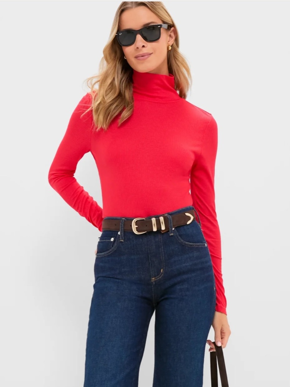 Enza Costa Layering Turtleneck Sweater in rouge red